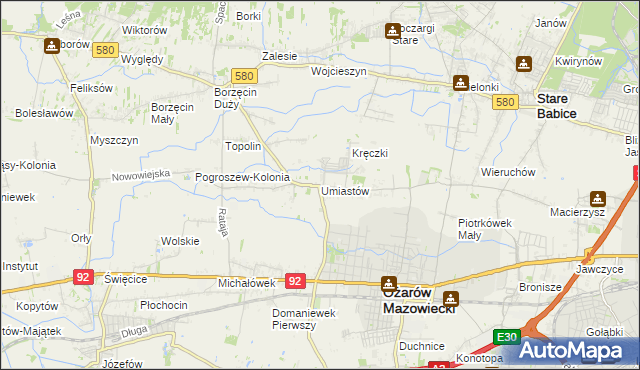 mapa Umiastów, Umiastów na mapie Targeo