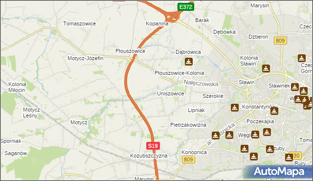 mapa Uniszowice, Uniszowice na mapie Targeo