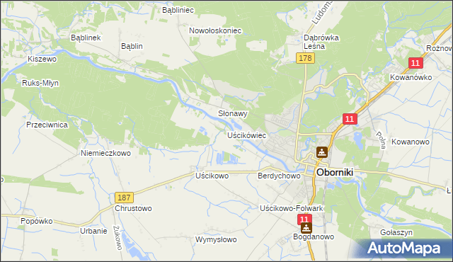 mapa Uścikówiec, Uścikówiec na mapie Targeo