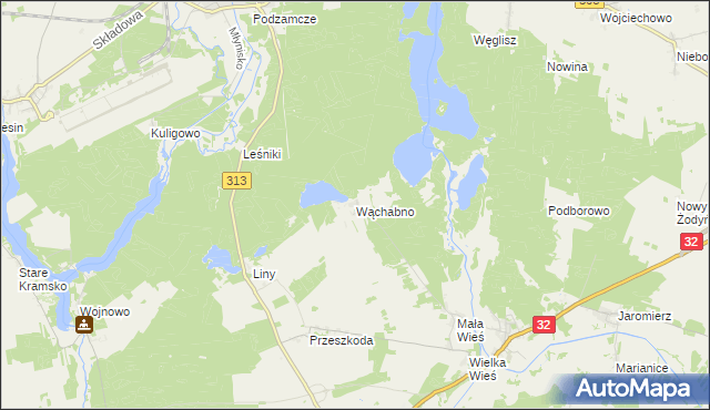 mapa Wąchabno, Wąchabno na mapie Targeo