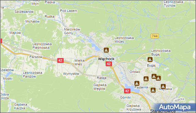 mapa Wąchock, Wąchock na mapie Targeo