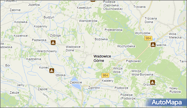 mapa Wadowice Górne, Wadowice Górne na mapie Targeo