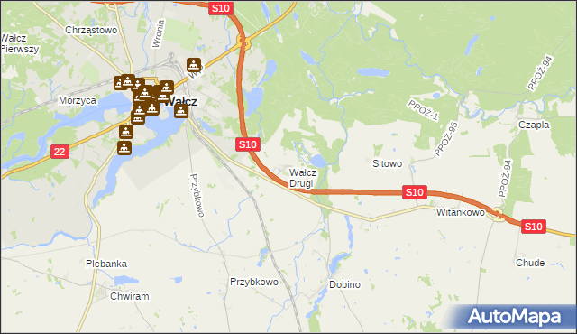 mapa Wałcz Drugi, Wałcz Drugi na mapie Targeo