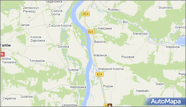 mapa Wałowice gmina Józefów nad Wisłą, Wałowice gmina Józefów nad Wisłą na mapie Targeo