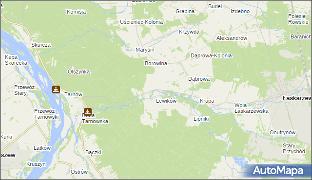 mapa Wanaty gmina Łaskarzew, Wanaty gmina Łaskarzew na mapie Targeo