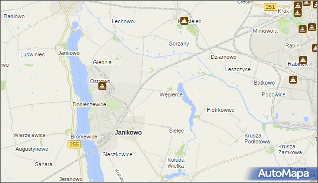 mapa Węgierce gmina Pakość, Węgierce gmina Pakość na mapie Targeo