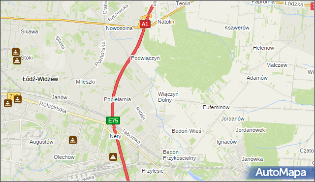 mapa Wiączyń Dolny, Wiączyń Dolny na mapie Targeo