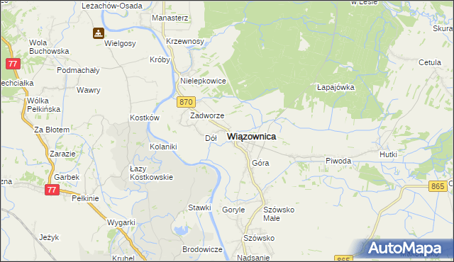 mapa Wiązownica powiat jarosławski, Wiązownica powiat jarosławski na mapie Targeo