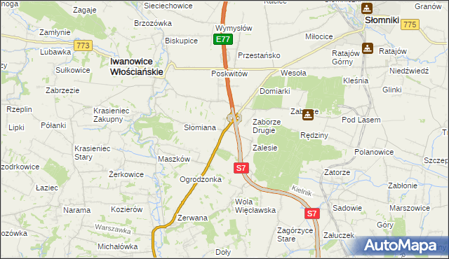 mapa Widoma gmina Iwanowice, Widoma gmina Iwanowice na mapie Targeo