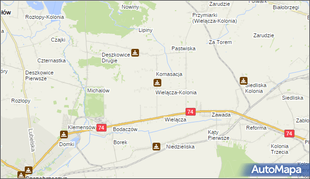 mapa Wielącza-Kolonia, Wielącza-Kolonia na mapie Targeo