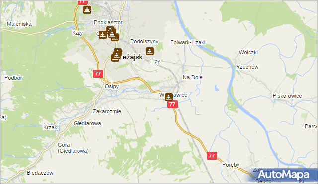 mapa Wierzawice, Wierzawice na mapie Targeo