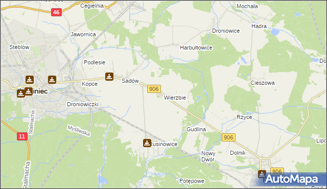 mapa Wierzbie gmina Koszęcin, Wierzbie gmina Koszęcin na mapie Targeo