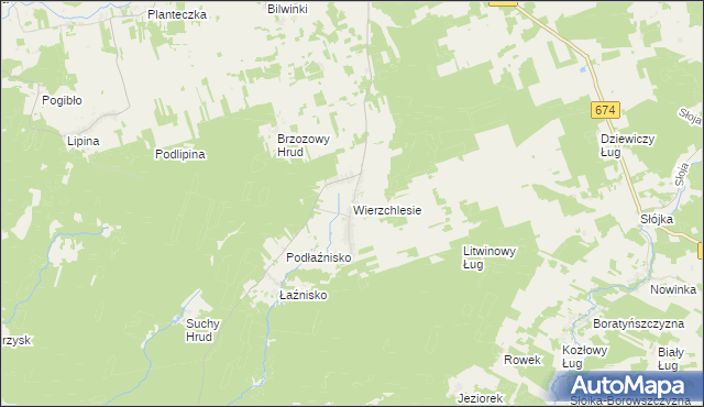 mapa Wierzchlesie, Wierzchlesie na mapie Targeo