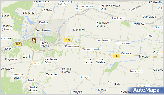 mapa Wierzchowisko gmina Wolbrom, Wierzchowisko gmina Wolbrom na mapie Targeo