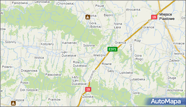 mapa Wietrzno gmina Dukla, Wietrzno gmina Dukla na mapie Targeo