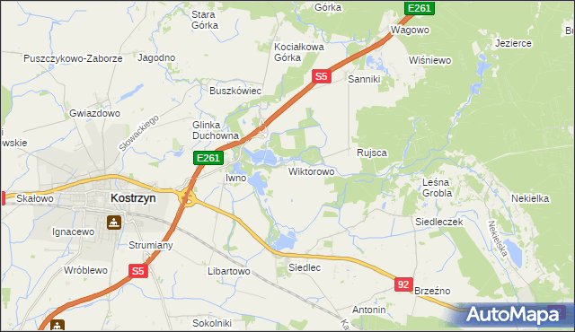 mapa Wiktorowo gmina Kostrzyn, Wiktorowo gmina Kostrzyn na mapie Targeo