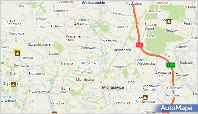 mapa Wilczkowice gmina Michałowice, Wilczkowice gmina Michałowice na mapie Targeo