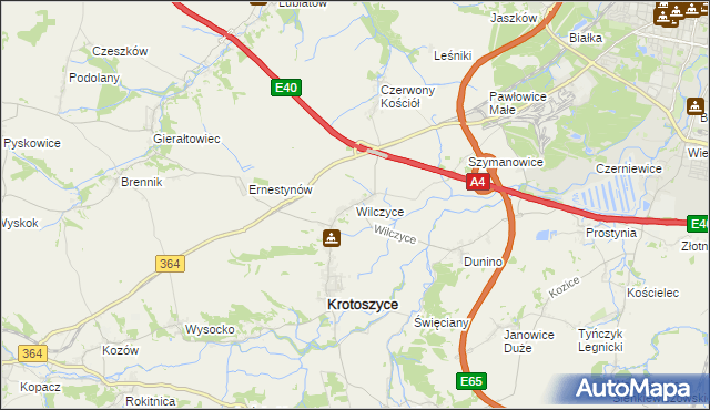 mapa Wilczyce gmina Krotoszyce, Wilczyce gmina Krotoszyce na mapie Targeo