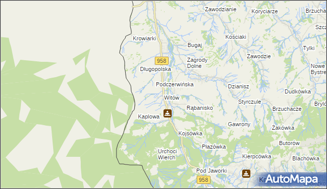 mapa Witów gmina Kościelisko, Witów gmina Kościelisko na mapie Targeo