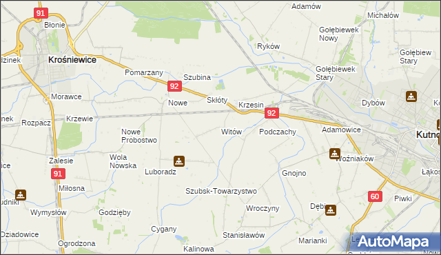 mapa Witów gmina Krośniewice, Witów gmina Krośniewice na mapie Targeo