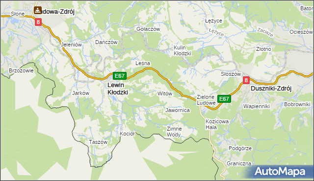 mapa Witów gmina Lewin Kłodzki, Witów gmina Lewin Kłodzki na mapie Targeo