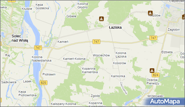 mapa Wojciechów gmina Łaziska, Wojciechów gmina Łaziska na mapie Targeo