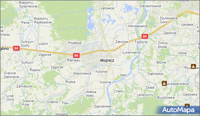 mapa Wojnicz, Wojnicz na mapie Targeo