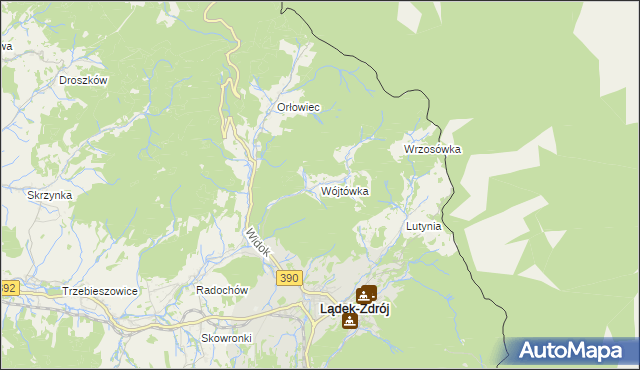 mapa Wójtówka gmina Lądek-Zdrój, Wójtówka gmina Lądek-Zdrój na mapie Targeo