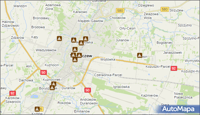 mapa Wojtówka gmina Sochaczew, Wojtówka gmina Sochaczew na mapie Targeo