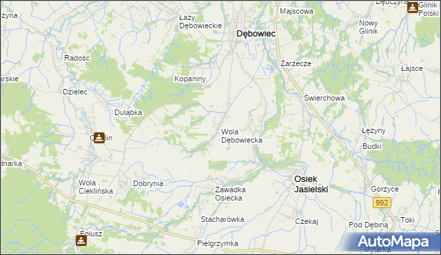 mapa Wola Dębowiecka, Wola Dębowiecka na mapie Targeo