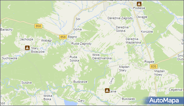 mapa Wola Dereźniańska, Wola Dereźniańska na mapie Targeo