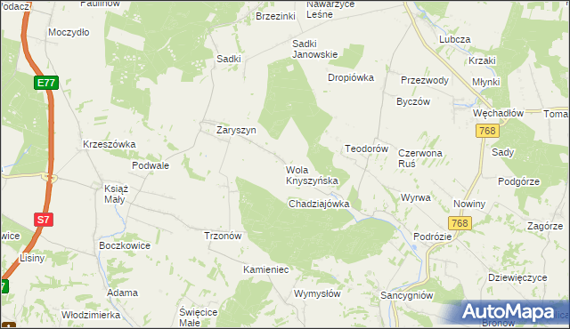 mapa Wola Knyszyńska, Wola Knyszyńska na mapie Targeo