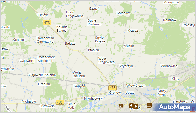 mapa Wola Stryjewska, Wola Stryjewska na mapie Targeo