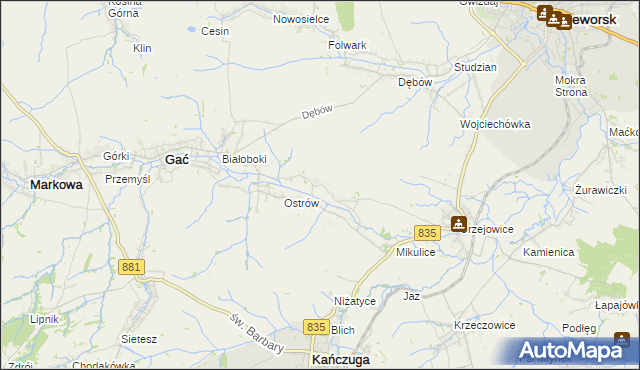 mapa Wolica gmina Gać, Wolica gmina Gać na mapie Targeo