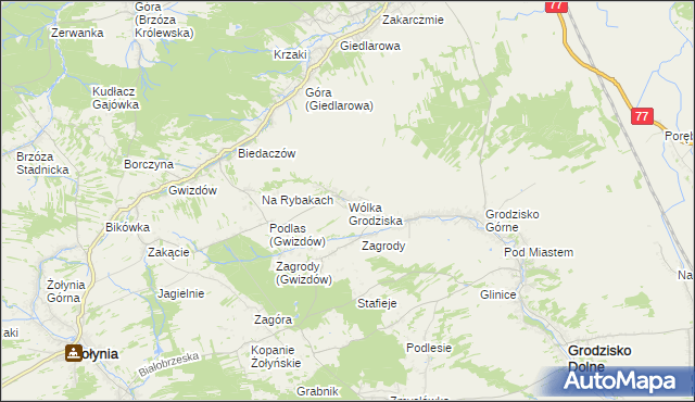 mapa Wólka Grodziska gmina Grodzisko Dolne, Wólka Grodziska gmina Grodzisko Dolne na mapie Targeo