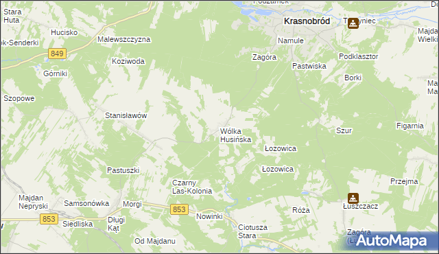 mapa Wólka Husińska, Wólka Husińska na mapie Targeo