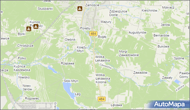 mapa Wólka Łękawska, Wólka Łękawska na mapie Targeo