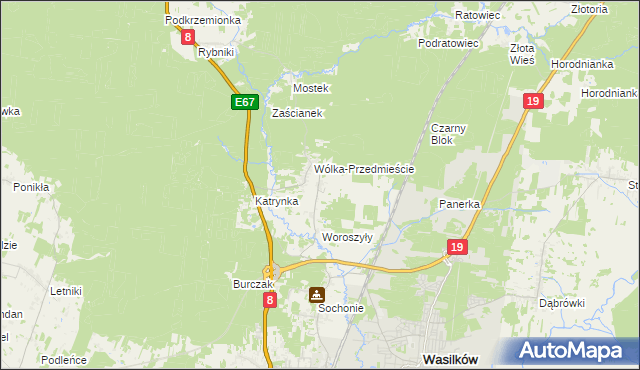 mapa Wólka Poduchowna, Wólka Poduchowna na mapie Targeo