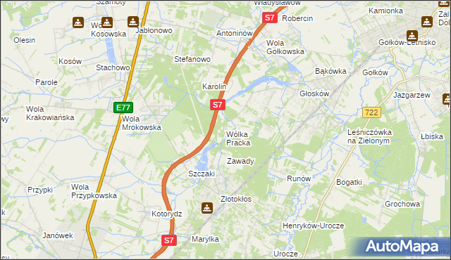 mapa Wólka Pracka, Wólka Pracka na mapie Targeo