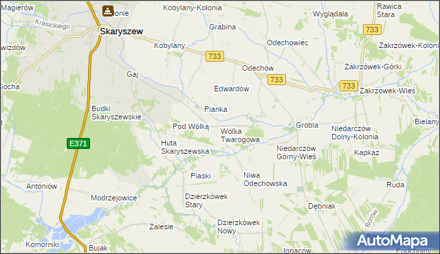 mapa Wólka Twarogowa, Wólka Twarogowa na mapie Targeo