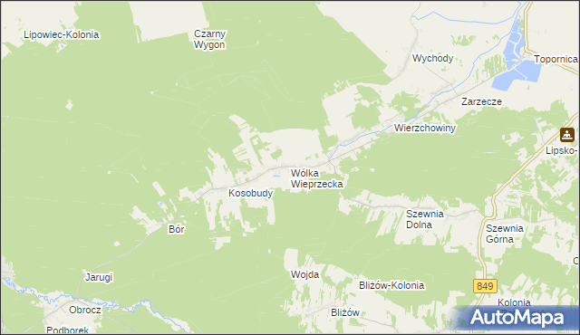 mapa Wólka Wieprzecka, Wólka Wieprzecka na mapie Targeo