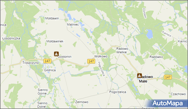 mapa Wołkowo, Wołkowo na mapie Targeo