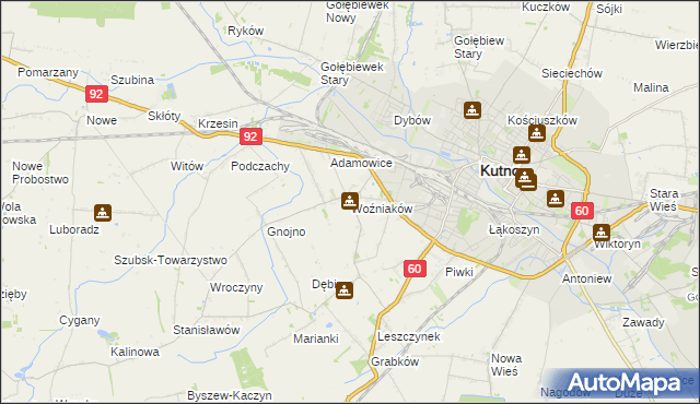 mapa Woźniaków, Woźniaków na mapie Targeo