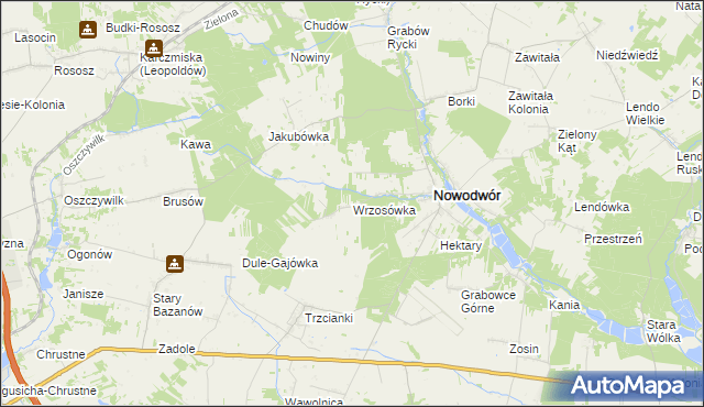 mapa Wrzosówka gmina Nowodwór, Wrzosówka gmina Nowodwór na mapie Targeo