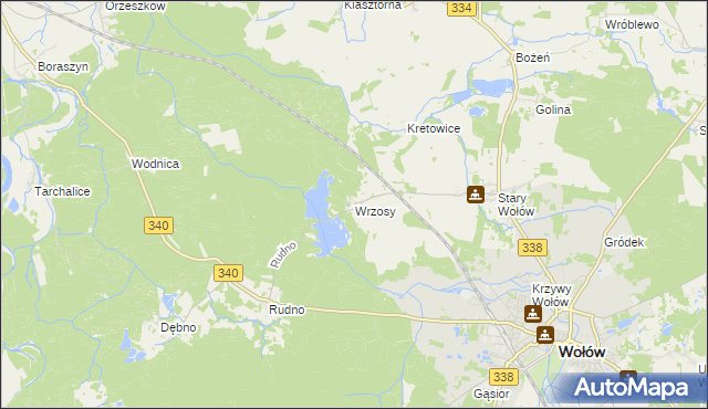 mapa Wrzosy gmina Wołów, Wrzosy gmina Wołów na mapie Targeo