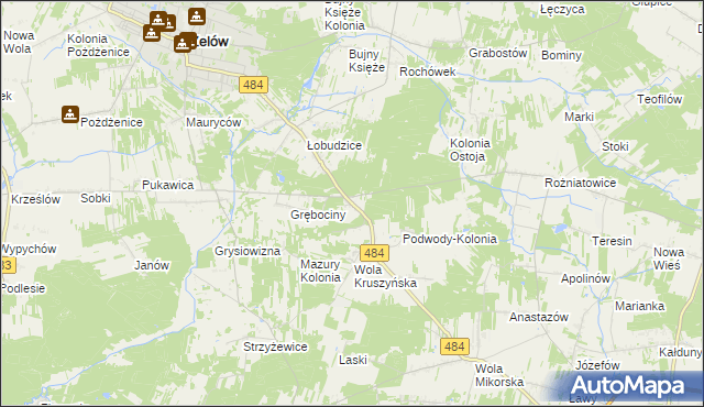 mapa Wygoda gmina Bełchatów, Wygoda gmina Bełchatów na mapie Targeo