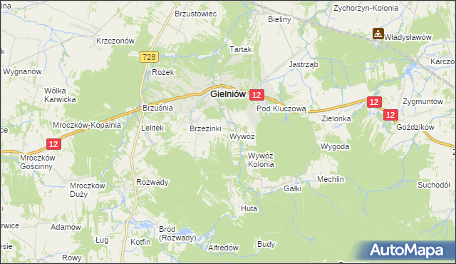 mapa Wywóz, Wywóz na mapie Targeo