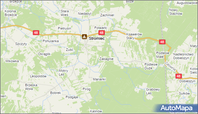 mapa Zabagnie gmina Stromiec, Zabagnie gmina Stromiec na mapie Targeo