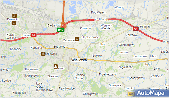 mapa Zabawa gmina Wieliczka, Zabawa gmina Wieliczka na mapie Targeo