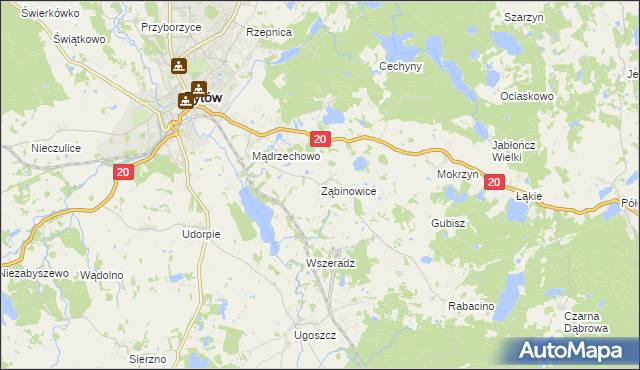 mapa Ząbinowice, Ząbinowice na mapie Targeo